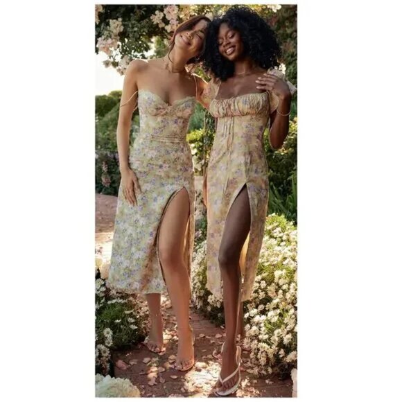 House of CB Charlotte Peony Print Floral Midi Dress Size XS - Picture 10 of 16